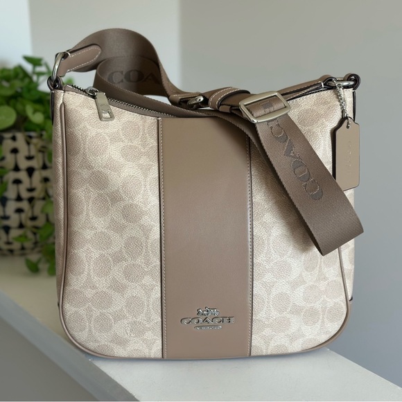 Coach Ellie Signature Crossbody File Messenger Bag with Jacquard Strap - Picture 2 of 16